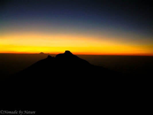 The First rays of light over Mount Agung