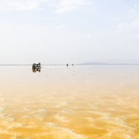 Driving Over the Flooded Salt Pans, Danakil Depression, Ethiopia