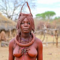 A Young Himba Woman in a Matrimony Headdress, Namibia