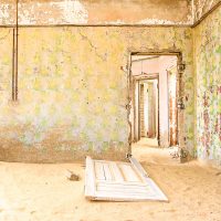 Ages of Old Wallpaper and Paint, Kolmanskop Ghost Town, Namibia