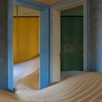 Soft Dunes in a Colorful House, Kolmanskop Ghost Town, Namibia