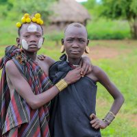 Two Young Girls from the Mursi Tribe, Ethiopia