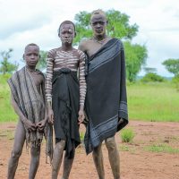 Three Boys from the Mursi Tribe, Ethiopia